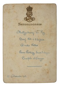 Menu na Boże Narodzenie w Sandringham autorstwa English School