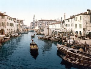 Targ Rybny, Chioggia (zdjęcie ręcznie kolorowane) autorstwa English School