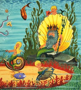 Mermaid Folk (gwasz na papierze) autorstwa English School