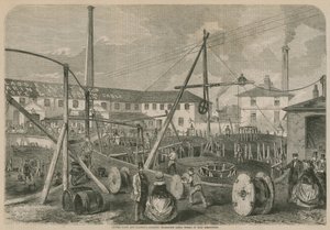 Messrs Glass i Elliotts Atlantic Telegraph Cable pracują w East Greenwich autorstwa English School