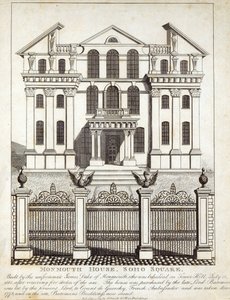 Monmouth House, Soho Square, wyd. N. Smith, Gt Mays Buildings, 11 stycznia 1791 autorstwa English School