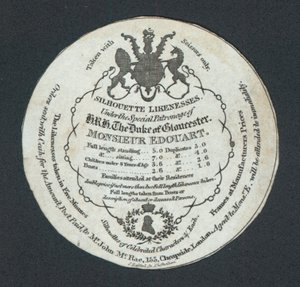Monsieur Edouart, Podobieństwa sylwetek, karta handlowa autorstwa English School