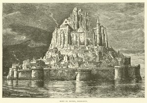 Mont St Michel, Normandia (rycina) autorstwa English School
