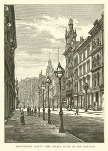 Montgomery Street, hotel Palace w oddali autorstwa English School