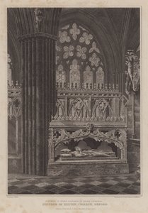 Pomnik biskupa Stapledona, założyciela Exeter College w Oksfordzie, w katedrze w Exeter (rycina) autorstwa English School