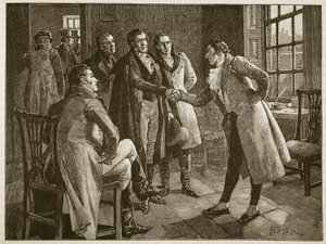 Grobla pana Aleksandra w więzieniu Kings Bench Prison, ilustracja z Ilustrowanej Historii Anglii Cassella (zdjęcie w sepii) autorstwa English School