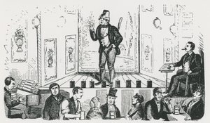 Mr C George, irlandzki piosenkarz, występujący w Borough Music Hall, Union Street, Southwark autorstwa English School