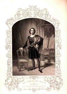 Pan Charles Kean jako Hamlet, akt III, scena 2, w sztuce Williama Szekspira (1564-1616) z dagerotypu Paine