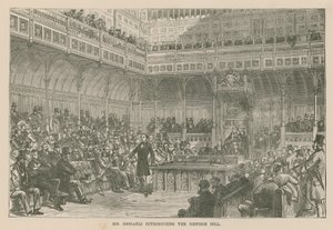 Pan Disraeli wprowadzający ustawę reformującą autorstwa English School