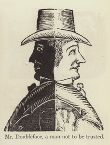 Pan Doubleface, człowiek, któremu nie można ufać (grawerunek) autorstwa English School