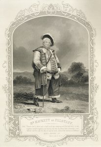 Pan Hackett jako Falstaff, w Henryku IV (część 1), akcie IV, scena 3, autorstwa Williama Szekspira (1564-1616) autorstwa English School