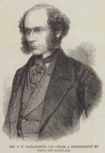 Pan JW Bazalgette, CE (Grawerowanie) autorstwa English School