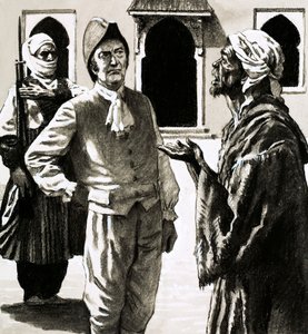 Pan Joseph Dupois stanął przed przemoczonym stworzeniem (gwasz na papierze) autorstwa English School