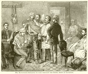 Pan Kavanagh przygotowuje się do przejścia przez Armię Rebeliantów w Lucknow autorstwa English School