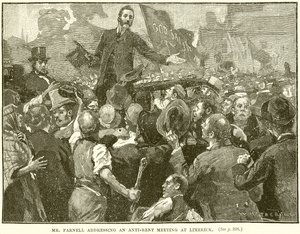 Pan Parnell przemawia na spotkaniu antyczynszowym w Limerick autorstwa English School