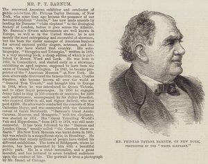 Pan Phineas Taylor Barnum z Nowego Jorku, właściciel „białego słonia” (rycina) autorstwa English School