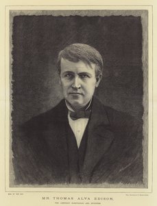 Thomas Alva Edison, amerykański elektryk i wynalazca (grafika) autorstwa English School