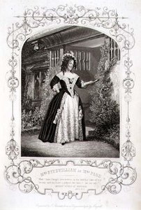 Pani Fitzwilliam jako pani Page, akt II, scena 1, w „Wesołych kumoszkach z Windsoru” Williama Szekspira (1564-1616) grawerowanych przez Thomasa Sherratta (fl.1860-80) z dagerotypu JP Mayalla (1810-1901) ( rytownictwo) autorstwa English School