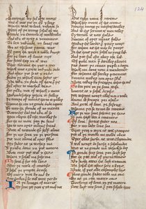 Ms326 f124r, Confessio Amantis autorstwa Johna Gowera (pióro i atrament na welinie) autorstwa English School