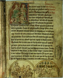 Pani O.1.20.f.241v Jerome: Lekarz odwiedzający pacjenta i aptekarz, z „De Nominibus Herbraicis” (welum) autorstwa English School