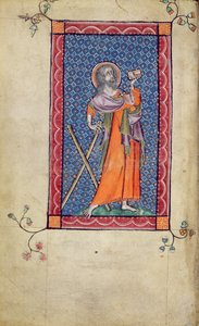 Ms 1-2005, f.1v: St. Andrew, miniatura z psałterza Macclesfield, Use of Sarum, East Anglia, c.1330 autorstwa English School