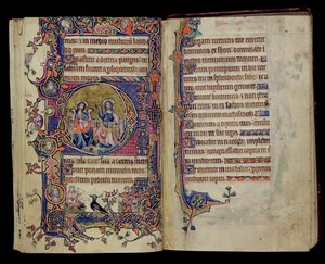 Ms 1-2005, ff.161v-162r: The Father and Son, historyczny inicjał D z Macclesfield Psalter, Use of Sarum, East Anglia, c.1330 autorstwa English School