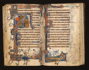 Ms 1-2005, ff.182v-183r: David modlący się, historyczny wstęp z Psałterza Macclesfielda, Use of Sarum, East Anglia, c.1330 autorstwa English School
