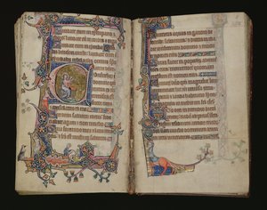 Ms 1-2005, ff.207v-208r: Izajasz modlący się, historyczny wstęp z Psałterza Macclesfield, Use of Sarum, East Anglia, c.1330 autorstwa English School