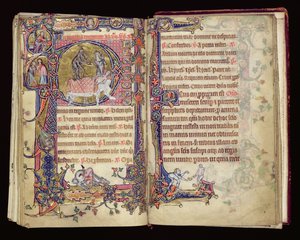 Ms 1-2005, ff.235v-236r: Death Striking, historyczny wstęp z Psałterza Macclesfielda, Use of Sarum, East Anglia, c.1330 autorstwa English School
