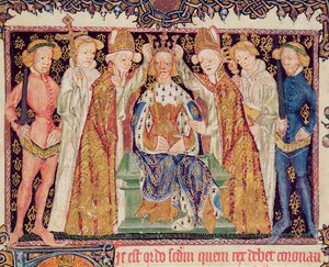 Ms 197 f.3r Koronacja króla, z Liber Regalis autorstwa English School