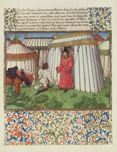 Pani 2597 Desire klęka przed Honorem błagając o pomoc Serca, wydanie faksymilowe Livre du Coeur dAmours Espris Rene dAnjou autorstwa English School