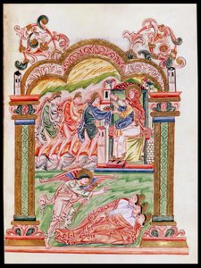 Ms 274 (Y-6) fol.37 Sen i adoracja Trzech Króli, z Mszału Roberta z Jumieges, c.1016 autorstwa English School