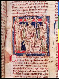 Ms 6712 (A.6.89) k.129r Henryk I (1068-1135), miniatura z Flores Historiarum, Matthew Paris, 1250-52 autorstwa English School