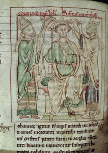 Ms 6712 (A.6.89) fol.144v Król Jan (1167-1216), miniatura z Flores Historiarum, Matthew Paris, 1250-52 autorstwa English School