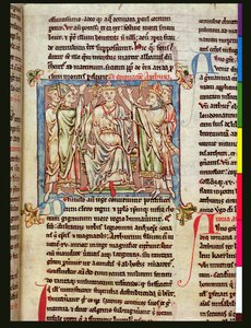 Ms 6712 (A.6.89) fol.53 Król Artur, miniatura z Flores Historiarum, Matthew Paris, c.1250-52 autorstwa English School