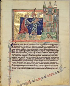 Ms L.A. 139-Lisboa fol.74 Anioł ukazujący Nowe Jeruzalem św. Janowi Ewangeliście, z Apokalipsy Gubenkijskiej, ok. 1265-70 autorstwa English School