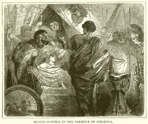 Mucius Scaevola w obecności Porsenna autorstwa English School