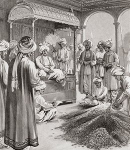 Muhammad bin Tughluq emitujący symboliczną walutę autorstwa English School