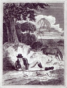 Park Mungo w Afryce, ilustracja z „Podróży po wewnętrznych dzielnicach Afryki: wykonywane w latach 1795, 1796 i 1797”, wydanej w 1816 r. (druk) autorstwa English School