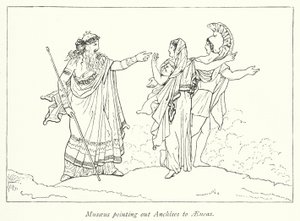 Musaeus wskazując Anchises na Eneasza (lit) autorstwa English School