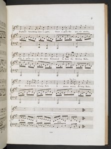 Wynik muzyczny do „Sweet the Merry Bells Ring Round” John Clare & F.W. Crouch, c.1820 (druk) autorstwa English School