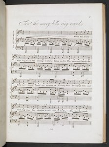 Partytura muzyczna „Sweet the Merry Bells Ring Round” John Clare & F.W. Crouch, strona 1, c.1820 (druk) autorstwa English School