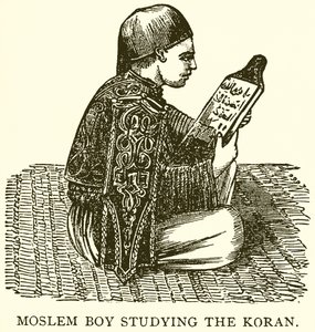 Muzułmański chłopiec studiujący Koran autorstwa English School