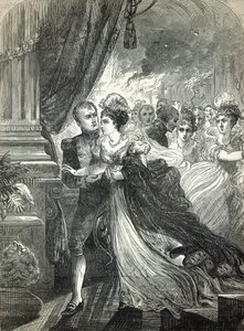 Napoleon i Marie-Louise uciekają przed pożarem na balu wydanym 1 lipca 1810 r. przez ambasadora Austrii na cześć małżeństwa cesarskiej pary autorstwa English School
