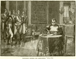 Napoleon podpisuje swoją abdykację autorstwa English School
