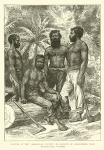 Tubylcy na stacji aborygeńskiej lub w rezerwacie Coranderrk, niedaleko Healesville w stanie Wiktoria autorstwa English School