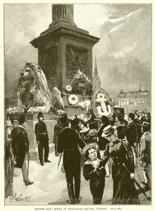 Dzień Nelsona: Scena na Trafalgar Square w Londynie autorstwa English School