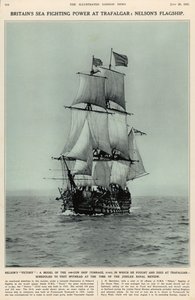 Nelsons Victory: model 100-działowego statku, na którym walczył i zginął pod Trafalgarem, z The Illustrated London News Royal Naval and Military Review Number, 20 lipca 1935 autorstwa English School