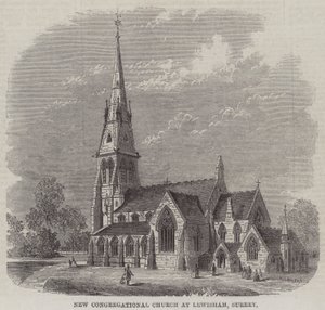 Nowy kościół kongregacyjny w Lewisham, Surrey (ryty) autorstwa English School