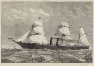 Nowy statek wysyłkowy, HMS Iris, zbudowany ze stali autorstwa English School